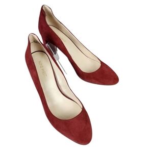 Nine West Journa Closed Toe Suede Pump Classixlc Heel Bordeau Wine Size 8 1/2